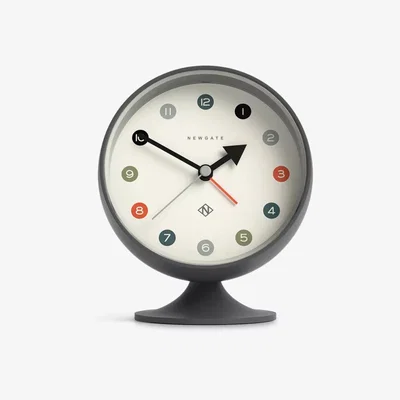 John Lewis Newgate Clocks Spheric Silent Sweep Round Analogue Alarm Clock, Grey
