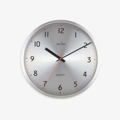 John Lewis Acctim Klar Analogue Silent Sweep Quartz Wall Clock, 40cm, Silver