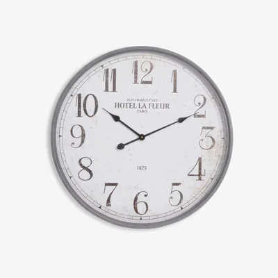 John Lewis Libra Hotel La Fleur Arabic Numeral Round Wall Clock, 67cm, White/Grey
