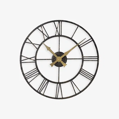 John Lewis Lascelles Analogue Skeleton Roman Numerals Outdoor Wall Clock, 50cm, Brown