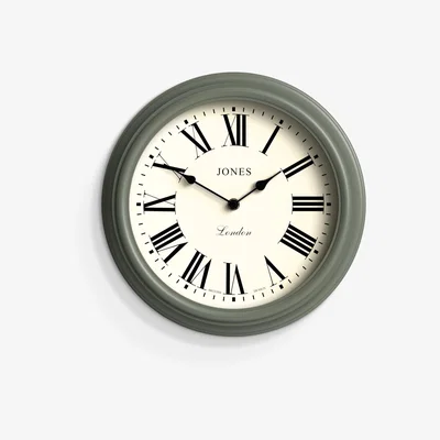 John Lewis Jones Clocks Venetian Roman Numeral Analogue Wall Clock, 30.5cm, Moss Green