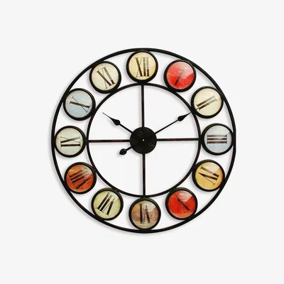 John Lewis Libra Skeleton Round Colour Roman Numerals Wall Clock, 68cm, Black/Multi