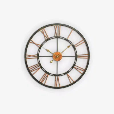 John Lewis Libra Skeleton Roman Numeral Round Metal Wall Clock, 70cm, Antique Bronze