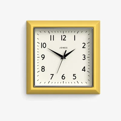John Lewis Jones Clocks Square Retro Analogue Wall Clock, 25cm, Fizzy Yellow