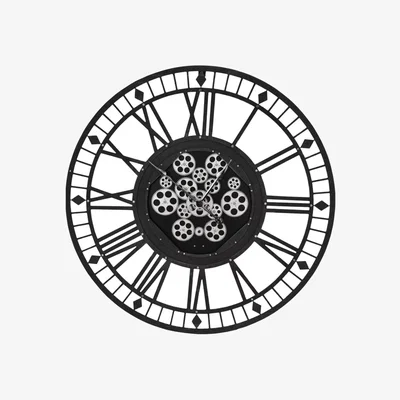 John Lewis Libra Interiors Gibbons Roman Numeral Skeleton Wall Clock, 90cm, Black