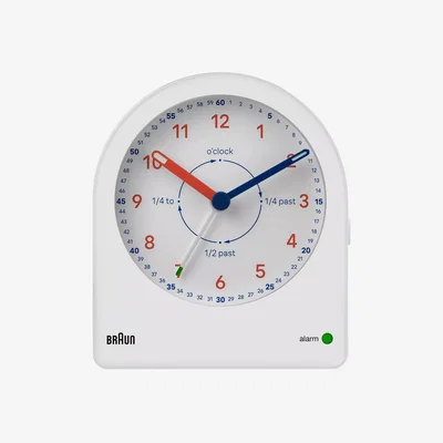 John Lewis Braun Kids' BC22 Analogue Time Teacher Alarm Clock, White