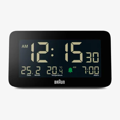 John Lewis Braun BC10 LCD Digital Alarm Clock, Black