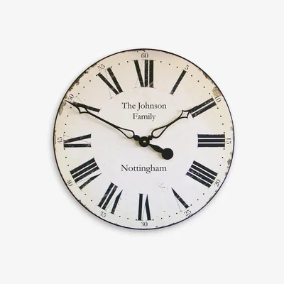 John Lewis Lascelles Personalised Smiths Roman Numeral Wall Clock, 50cm, Antique White
