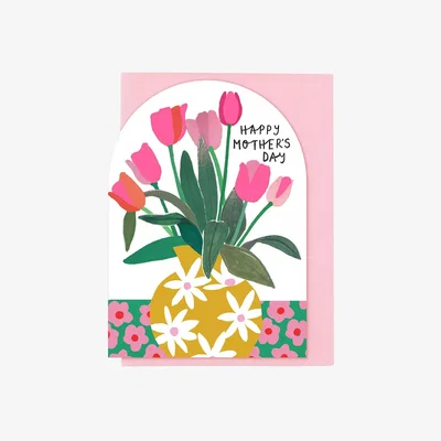John Lewis Stop the Clock Design Happy Mother's Day Tulip Vase Mother's Day Card