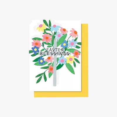 John Lewis Stop the Clock Design Floral Cross Easter Card