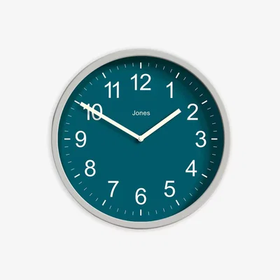 John Lewis Jones Clocks House Warmer Analogue Wall Clock, 25cm, Peacock Blue