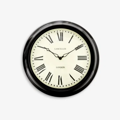 John Lewis Lascelles Analogue Roman Numeral Station Outdoor Wall Clock, 45cm, Black