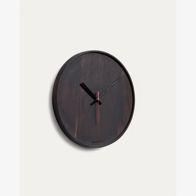 Kave Home Zakie round wall clock in solid acacia wood with black finish Ø 30 cm