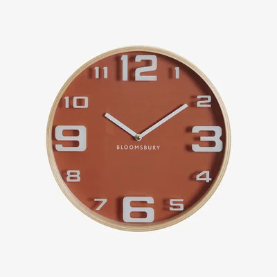 La Redoute 30cm Orange Wooden Retro Wall Clock