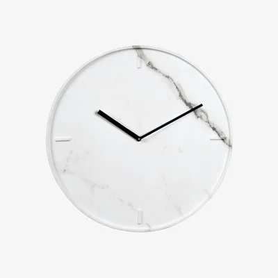 La Redoute 40cm White Marble Veneer Round Wall Clock