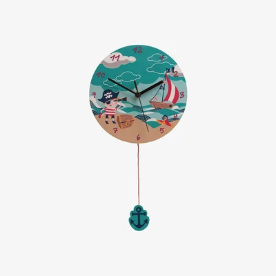 La Redoute 23cm Kids Wooden Pirate Wall Clock
