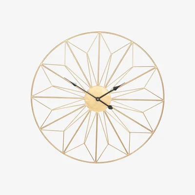 La Redoute Antique Gold Metal Geo Design Round Wall Clock