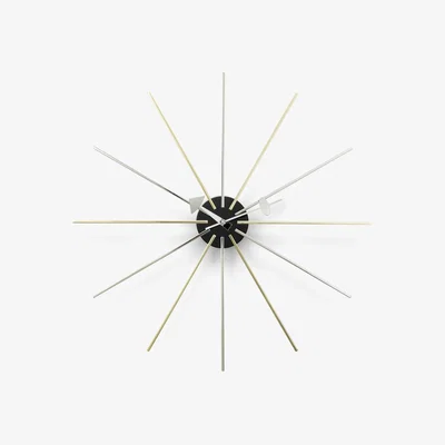 Made in Design Star Clock Clock - / By George Nelson, 1948-1960 / Ø 61 cm by Vitra Gold/Silver/Metal