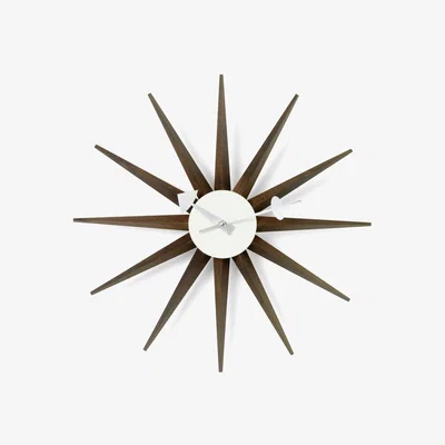 Made in Design Sunburst Clock Clock - / By George Nelson, 1948-1960 / Ø 47 cm by Vitra Natural wood