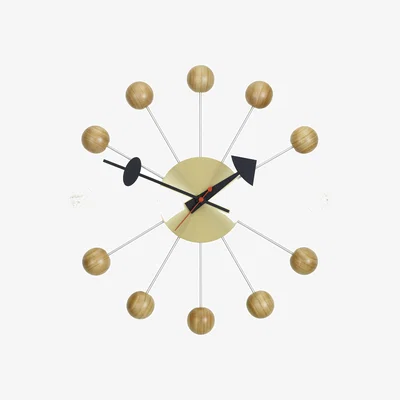Made in Design Wall clock Ball Clock wood / By George Nelson, 1948-1960 / Ø 33 cm - Vitra