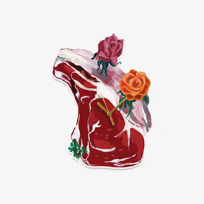 Made in Design Pièce de boucher Wall clock by Domestic Pink