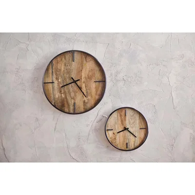 Nkuku Nkuku Alomi Mango Wood Clock | Decorative Accessories | Brown | Large 5 x 61 cm (Diameter)
