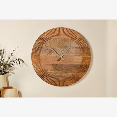 Nkuku Nkuku Eady Mango Wood Clock | Mirrors Wall Art & Clocks | Natural | Large