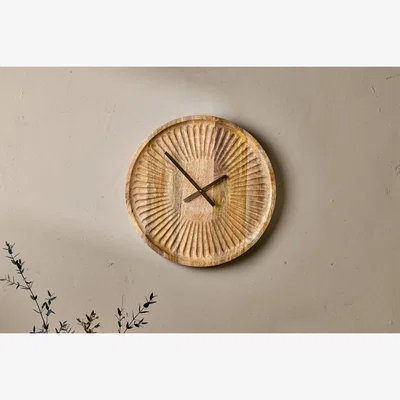 Nkuku Nkuku Deevena Mango Wood Clock | Mirrors Wall Art & Clocks | Natural