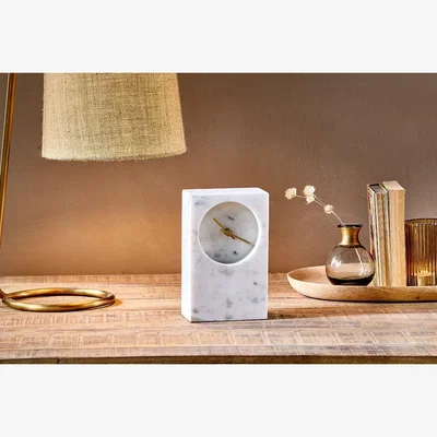Nkuku Nkuku Nelua Marble Clock | Mirrors Wall Art & Clocks | White