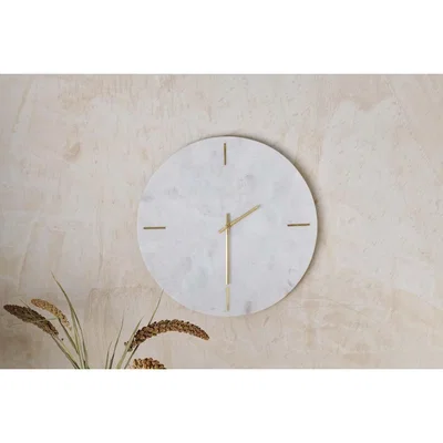 Nkuku Nkuku Besa Marble Clock | Decorative Accessories | White | 3 x 41 cm (Diameter)
