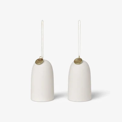 Nordic Nest Bell clock Christmas decoration Ø4 cm 2-pack Off-white