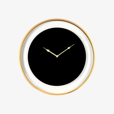 Olivia's Libra Urban Botanic Collection - Telford Black Round Wall Clock With Matt Gold Detail | Outlet