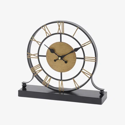 Olivia's Libra Skeleton Mantel Clock Black and Antique Brass