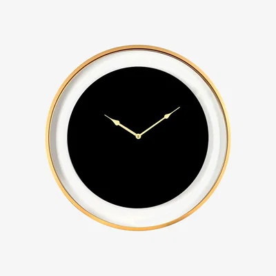 Olivia's Libra Telford Black Round Wall Clock With Matt Gold Detail
