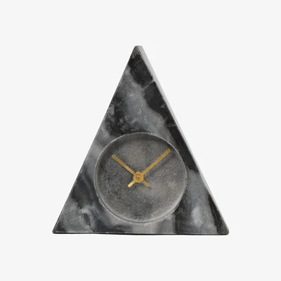 Olivia's Libra Grey Marble Triangular Mantel Clock