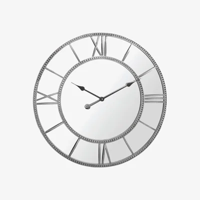Olivia's Libra Grey Framed Beaded Mirrored Round Wall Clock