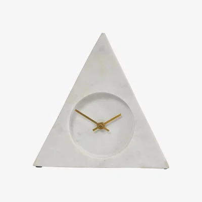 Olivia's Libra White Marble Triangular Mantel Clock