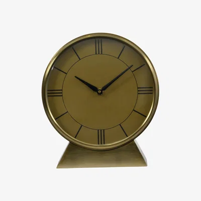 Olivia's Libra Whitmore Brass Round Mantel Clock