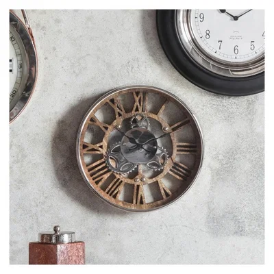 Olivia's Gallery Direct Fairbank Industrial Wall Clock Polished Nickel