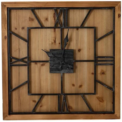 Olivia's Hill Interiors Large Williston Square Wall Clock in Wood