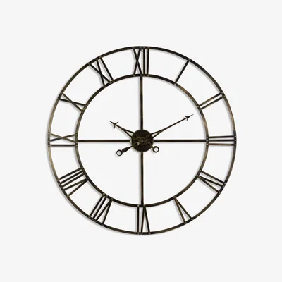 Olivia's Hill Interiors Large Antique Skeleton Clock in Brass
