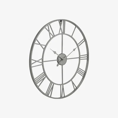 Olivia's Hill Interiors Skeleton Wall Clock in Silver