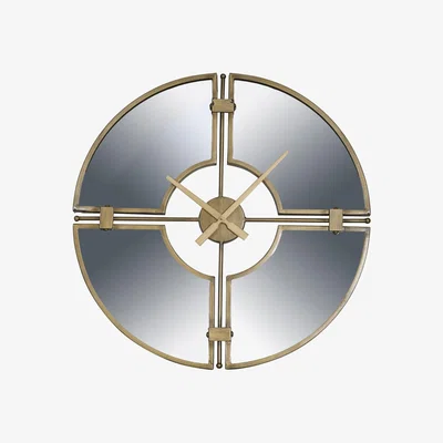 Olivia's Libra Destiny Gold Round Mirrored Wall Clock In Gold Finish