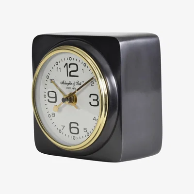 Olivia's Libra Urban Botanic Collection - Thompson Solid Aluminium Black Square Carriage Mantel Clock