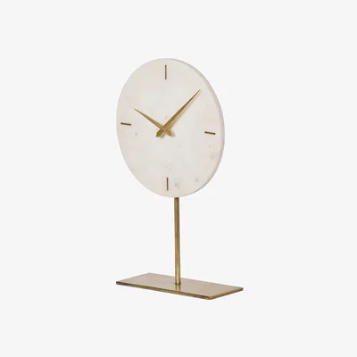 Olivia's Libra Interiors White Marble Mantle Clock On Stand