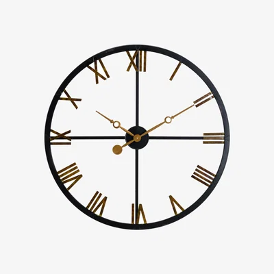 Olivia's Hill Interiors Distressed Black And Gold Skeleton Station Clock