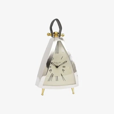 Olivia's Libra Isosceles Curved Front Mantel Clock With Leather Handle | Outlet