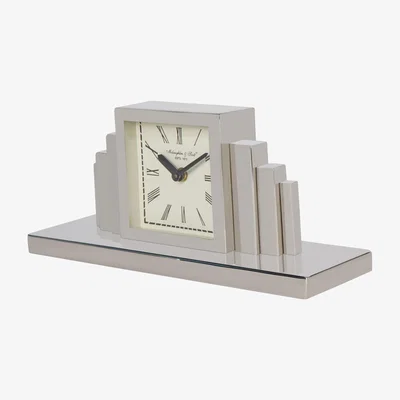 Olivia's Libra Interiors Plaza Nickel Mantel Clock