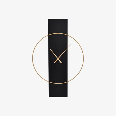 Olivia's Libra Dakota Black Panel Wall Clock in Gold