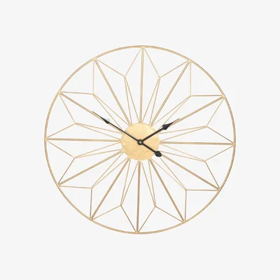 Olivia's Olivias Chloe Geo Design Round Wall Clock in Antique Gold Metal